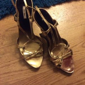Miu Miu gold sandals